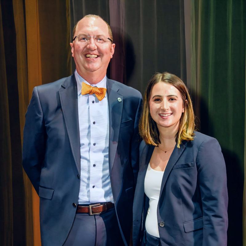 Dr, Greg Schulz, college president, with Nayiri Baghdassarian